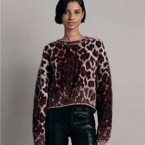 rag & bone Sarah Leopard Print Sweater - Red and Black